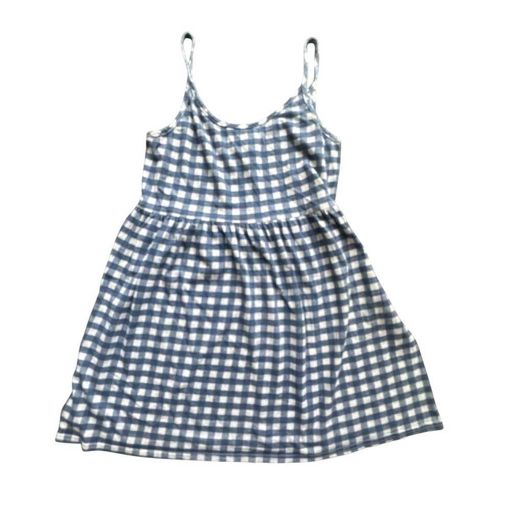 Vintage Next Era Blue Gingham Sundress Mini Spaghetti Strap Cottagecore Sm-Med